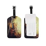 Luggage Tag Old Decaying Violin Music Note Travel Tag Name Card Holder for Baggage Suitcase Bag 1