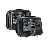 XTRONS 2 Stück 9” DVD Player für Auto Bildschirm für Autositz Kopfstütze mit Leder Adeckung Windows CE System Headrest HDMI Anschluss unterstützt 32 Bits Spiele IR Transmitter FM Transmitter (HD923BD)
