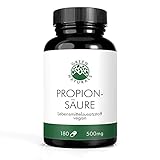 Propionsäure (180 Kapseln á 500mg) - reines Natriumpropionat - Kurzkettige Fettsäuren - Deutsche Herstellung - 100% Vegan & Ohne Zusätze - Vorrat für 3-6 M