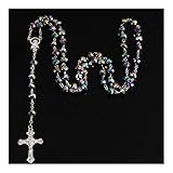 NinNn 8mm Perlen-Kristall Rosenkranz Halskette,Charme Rosenkranz Kristall Segen Halskette,Santa Maria-Center Kristall-Schmuck Halskette Schmuck (Metal Color : C01206)
