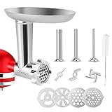 aikeec Lebensmittel Fleischmühle Aufsatz für KitchenAid Standmixer, Wurstfüller-Aufsatz, Fleischwolf für KitchenAid Artisan und Professional Series Standmixer Zubehör, Metall (Upgrade)