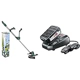 Bosch Home and Garden 06008C1D01 0 600 8C1 D01 Bosch Rasentrimmer UniversalGrassCut 18 (ohne Akku, 18 Volt System, im Karton), 18 V, Grün & Starter-Set (2,5 Ah Akku, 18 Volt System, Ladegerät)