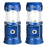 HT YUNJLI LED Campinglampe Solar Laterne, USB Wiederaufladbare Zelt Nachtlicht, 3 Modi Arbeitslampe Taschenlamp Zeltlampe Tragbar Wasserdicht 1200Mah Power Bank Für Wandern Notfall Ausfälle, 2 Stück