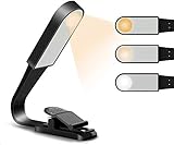 Leselampe Buch Klemme, USB Wiederaufladbar Buchlampe mit Touch Switch, Klemmlampe mit 3 Augenschutz Einstellbar, Mini Flexibel Led Lesezeichen Licht, für Nachtlesen ins Bett, Reise (Warm & White)