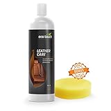 Eco Touch Lederpflege Auto - Lederreiniger Auto - Mit GRATIS Schwamm - Farblos für Ledercouch, Autositze - Für Echte Leder, Kunstleder, Glattleder, Kombi - Hochwertige Creme mit Impräg