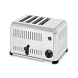 vertes Gastro Toaster Röster für 4 Scheiben (Edelstahl, 2300W, 230V, Timer bis 5 Minuten, Krümelschublade, Getrennte Schacht Heizelemente, 4 Gummifüße, 2 oder 4 Sandwich Toast Gleichzeitig Toasten)