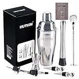 HUTHIM Cocktail Shaker Set, 8 Pcs Profi Barkeeper Cocktailset, 750ml Edelstahl Cocktailshaker und Bar Zubehör, Cocktail Mix Set, Perfekt für Familie und Bar, Geschenke für Freundev. MEHRWEG