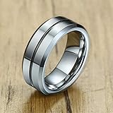 YDMZMS 8 mm Ringe aus Hartmetall klassisch zweifarbig Groove schwarz zweifarbig abgeschrägter Rand Herren Wedding Band Comfort Größe 7-12, schwarz, 12