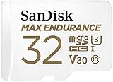 SanDisk MAX ENDURANCE microSD-Karte 32GB (lange Lebensdauer, bis zu 120.000 tunden aufnehmen, Full-HD, temperatur- und stoßfest, wasserresistent)