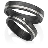 123traumringe Eheringe/Trauringe aus Titan/Carbon in Juwelier-Qualität mit BRILLANT (Gravur/Ringmaßband/Etui/Zertifikat)