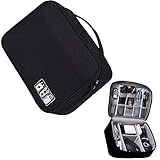 Kabeltasche Kabelorganizer Groß Kabel Etui Elektronik Zubehör Organizer Tasche Reise Universaltasche Digital USB Gadget Tasche für Handy Ladekabel/ Powerbank/USB Sticks/SD Karten/ Stecker (Schwarz)