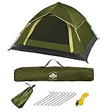 Lumaland Outdoor leichtes Pop Up Wurfzelt 3 Personen Zelt Camping Festival etc. 210 x 190 x 110 cm robust Grü