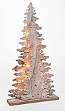 Holz Fensterdeko Tannenbaum 45 cm - Tisch Deko Leuchte mit 15 LED - Weihnachtsdek