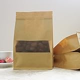 Generic 12 cm x 22 cm Boden: 6 cm: 50 Stück/Packung, 6 Größen, Kraftpapier-Verpackungstasche, Milchglas-Fenster, Seitenfalte, Reißverschluss, Verpackungsbeutel, Zip-Lock-Einzelhandelspak