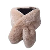 Ducomi Damen Faux Fur Schal - Weicher und eleganter Kragen mit Knop