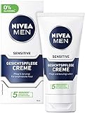 NIVEA MEN Sensitive Gesichtspflege Creme im 2er Pack (2 x 75 ml), Feuchtigkeitscreme für Männer mit empfindlicher Haut, beruhigende G
