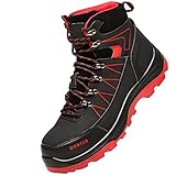 Arbeitsschutzschuhe Unisex,Für Männer Frauen Leichte Pannensichere Atmungsaktive Arbeitsschuhe,Schwarz rot▁40