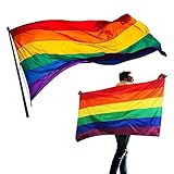 MOGADEE® LGBTQ Flagge, Gay Pride flag, 150*90cm, Indoor Outdoor diverse regenbogen flagge, Wind- und regenfeste Gay Pride Flagge groß mit Messingösen (LGBTQ)