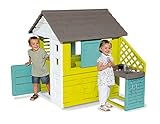 Smoby – Pretty Haus - Spielhaus für Kinder für drinnen und draußen, mit Küche und Küchenspielzeug (17 teilig), Gartenhaus für Jungen und Mädchen ab 2 J