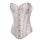 Vintage Bustier Tops für Damen Mode Shapewear Top Lace Up Back Slimming Floral Corsage Tops, weiß, 36