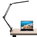 Liraip LED Schreibtischlampe, 10W Architektenlampe,Verstellbarem Arm Faltbar,5V/2A USB-Kabel,Stufenloses Dimmen,Augenschutz,3 Farbtemperaturen,Geeignet für Büro, Lesen,S
