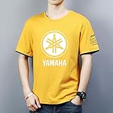 IKDWD Herren T-Shirt für Yamaha Print Bequemes Kurzarm Sweat T-Shirt Top Sommer Sweatshirt Rundhals Pullover-Yellow||M