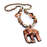 Vektenxi Mode Pullover Halskette handgemachte Perle Holz Elefant Anhänger Lange Halskette Pullover Kette Frauen Schmuck Geschenk