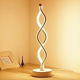 ELINKUME LED Twist Wave Tischleuchte mit Acryl Lampenkörper, Metallbasis, Stufenlose Helligkeit Dimmbar Knopf - 12W Warmweiß Augenschutz LED Gebogene Nachttischlampen Dekorative Beleuchtung (Weiß)