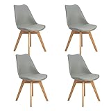 EGGREE 4er Set Esszimmerstühle Skandinavisch Küchenstuhl Stühle Modern mit Massivholz Eiche Bein und Kunstlederkissen, G