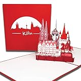 Pop-Up Karte 'Köln – Skyline mit Kölner Dom“ 3D Karte mit Umschlag, Grußkarte, Geburtstagskarte, Einladung und Reiseg