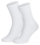 5, 10 oder 20 Paar Herren Damen Socken- 100% BAUMWOLLE Gesundheitssocken Komfortbündchen, ohne Gummi 35-38, 39-42, 43-46, weiß kochfest, Weiß, 39-42 / 5