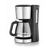 WMF Bueno Kaffeemaschine Glas, 10 Tassen, 1000 W, Aromaglaskanne, Warmhalteplatte, Tropfstopp, cromargan/silb