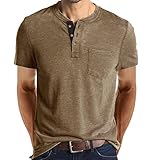 Gumiao T-Shirt für Herren – Einfarbig – Kurzarm für Herren – Rundhalsausschnitt – Sport T-Shirt für Herren – Freizeithemd – Lustiges Herren – Strand-T-Shirts – Urlaub Meer, kaki, XL