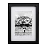 Egofine A5/21x14,8cm Bilderrahmen Schwarz - aus Massivholz für Tischplatte und Wandmontag