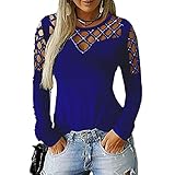 HHOP damenblusen Langarm Tshirt falter Hemd Damen schwarz Bluse Oversize Damen weiß rote Bluse unter 5 Euro one Shoulder Kleid Damen Sweatshirt D