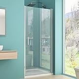 IMPTS Nische duschtür 100cm, Pendeltür Schwingtür Dusche Duschwand Duschkabine 6mm ESG Sicherheitsglas mit Nano Beschichtung 195