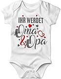 miKalino Babybody mit Spruch für Jungen Mädchen Unisex kurzarm Ihr werdet Oma und Opa | handbedruckt in Deutschland | Handmade with love, Farbe:weiss, Grösse:56