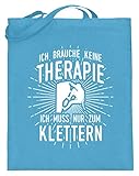 shirt-o-magic Kletterer: Therapie? Lieber Klettern - Jutebeutel (mit langen Henkeln) -38cm-42cm-Hellb