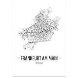 JUNIWORDS Stadtposter, Frankfurt am Main, Wähle eine Größe, 30 x 40 cm, Poster, Schrift B, Weiß