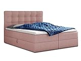 Boxspringbett Best mit 2 Bettkästen, Doppelbett mit Bonell-Matratze und Topper, Polsterbett, Bett, Bettgestell, Stilvoll, Schlafzimmer (Pink (Inari 52), 180 x 200 cm)