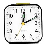 JBNS Wecker Schwarz-Quarz-analoge Stumm Schreibtisch Uhr Praktische Wake Up Clock