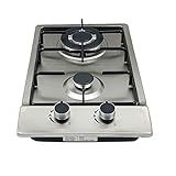ECUTEE 20' Gaskochfeld LPG-Gasherd 2 Brenner Gaskochfelder Gaskocher, 2-Flammen-Einbau Flüssiggas-Gasherde, LPG/NG Umwandelbares Gaskochfeld Kochgeschirr aus Edelstahl Batteriezündung