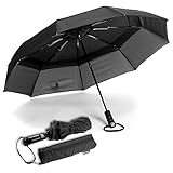 Ergonauts Regenschirm sturmfest - winddichter Doppel Baldachin Taschenschirm und Schirm Umbrella - Teflonbeschichtung, ergonomischer Griff und Auf-Zu-Automatik für Damen und Herren mit Tragehü