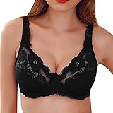 IFOUNDYOU Spitzen BH Damen Push Up BH Unterwäsche ohne Bügel Sexy Deep V BH Große Größen Verstellbare Trägern Transparent Bra BH Damen Basic Bequeme Dirndl BHs Zero Feel Dünn Atmungsaktiv Cami Top BH