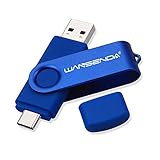 WANSENDA USB C Stick 64GB, USB-Stick Typ C Speicherstick OTG USB 3.0 Dual Flash Drive 2-in-1 Memory Stick für Tablet, PC, MacBook, Typ C Android Handy (64G, Marineblau)