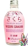 yoaxia ® - [ 300ml ] Sake Nigori Sakura (Kirschblüten) / ungefilterter Sake aus Japan, alc. 10% vol + ein kleines Glückspüppchen - Holzpüpp