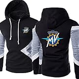 CHUSS Herren Pullover Hoodie Sweatshirt Für MV Bedruckte Farblich Passende Hoodies Unisex Langarm Pullover Hoody Tops – Teenager Geschenk-Black+Grey||S
