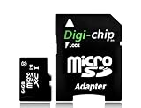 Digi-Chip 64GB Micro-SD Class 10 UHS-1 Speicherkarte für SAMSUNG GALAXY S4, S IV, Mini, Zoom, GALAXY J, Win Pro G3812, S Duos 2 S7582, Grand 2, I9230 Galaxy Golden, Galaxy Express 2, Samsung I9506 Galaxy S4, Round G910S, Core Plus, Galaxy Fresh S7390, I9500, I9502, CDMA, Young S6310, Galaxy Young Duos S6312, Samsung GT-S6310L