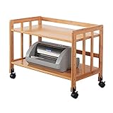 CJshop Druckerständer/Druckerhalter Home Office Kleiner Druckerstand, Bambus Mehrzweck-Desktop-Speicher-Organizer-Regale, Rolldruckerwagen mit Rädern Schreibtisch Org