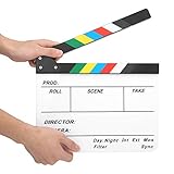 Acryl Director Clapboard, 30x25CM professionelle Filmfilm Action Clapper Board mit Magnetstift(Weiß & bunt)